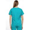 Cherokee Scrub set for women Traditional Fit Dolman Sleeve, V-neck Top 4700 Natural Rise Flare Leg Drawstring Pant 4101(Turquoise)