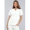 Cherokee Scrub set for women Traditional Fit Dolman Sleeve, V-neck Top 4700 Natural Rise Flare Leg Drawstring Pant 4101(White)