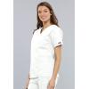 Cherokee Scrub set for women Traditional Fit Dolman Sleeve, V-neck Top 4700 Natural Rise Flare Leg Drawstring Pant 4101(White)
