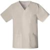 Cherokee Scrubs for Men & Women V-Neck Scrub Top with 4 Pockets, Cotton Blend Soft Stretchy Easy Care Nursing Uniform – 4725(Khaki)