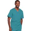 Cherokee Scrubs for Men & Women V-Neck Scrub Top with 4 Pockets, Cotton Blend Soft Stretchy Easy Care Nursing Uniform – 4725(Teal Blue)