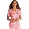 Cherokee Scrubs for Women Printed V-Neck Scrub Top with Modern Classic Fit with 2 Welt Pockets & Shirttail Hem – CK637(Calming Critters)