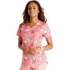 Cherokee Scrubs for Women Printed V-Neck Scrub Top with Modern Classic Fit with 2 Welt Pockets & Shirttail Hem – CK637(Calming Critters)