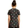 Cherokee Scrubs for Women Printed V-Neck Scrub Top with Modern Classic Fit with 2 Welt Pockets & Shirttail Hem – CK637(Care Flor-all)