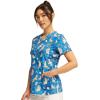 Cherokee Scrubs for Women Printed V-Neck Scrub Top with Modern Classic Fit with 2 Welt Pockets & Shirttail Hem – CK637(Care Like No Otter)