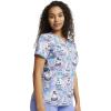 Cherokee Scrubs for Women Printed V-Neck Scrub Top with Modern Classic Fit with 2 Welt Pockets & Shirttail Hem – CK637(Chillin’ Snowmies)