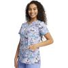 Cherokee Scrubs for Women Printed V-Neck Scrub Top with Modern Classic Fit with 2 Welt Pockets & Shirttail Hem – CK637(Chillin’ Snowmies)