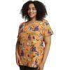 Cherokee Scrubs for Women Printed V-Neck Scrub Top with Modern Classic Fit with 2 Welt Pockets & Shirttail Hem – CK637(Happy Llamaween)