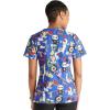 Cherokee Scrubs for Women Printed V-Neck Scrub Top with Modern Classic Fit with 2 Welt Pockets & Shirttail Hem – CK637(Happy Vibes)