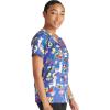 Cherokee Scrubs for Women Printed V-Neck Scrub Top with Modern Classic Fit with 2 Welt Pockets & Shirttail Hem – CK637(Happy Vibes)