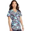 Cherokee Scrubs for Women Printed V-Neck Scrub Top with Modern Classic Fit with 2 Welt Pockets & Shirttail Hem – CK637(Herd That)