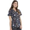 Cherokee Scrubs for Women Printed V-Neck Scrub Top with Modern Classic Fit with 2 Welt Pockets & Shirttail Hem – CK637(Merry Whatever)