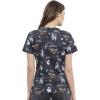 Cherokee Scrubs for Women Printed V-Neck Scrub Top with Modern Classic Fit with 2 Welt Pockets & Shirttail Hem – CK637(Merry Whatever)