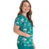 Cherokee Scrubs for Women Printed V-Neck Scrub Top with Modern Classic Fit with 2 Welt Pockets & Shirttail Hem – CK637(Safari Fun)