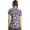 Cherokee Scrubs for Women Printed V-Neck Scrub Top with Modern Classic Fit with 2 Welt Pockets & Shirttail Hem – CK637(Science Friends)