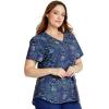 Cherokee Scrubs for Women Printed V-Neck Scrub Top with Modern Classic Fit with 2 Welt Pockets & Shirttail Hem – CK637(Snow Bunny Like U)