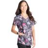 Cherokee Scrubs for Women Printed V-Neck Scrub Top with Modern Classic Fit with 2 Welt Pockets & Shirttail Hem – CK637(Spice of Life)