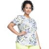 Cherokee Scrubs for Women Printed V-Neck Scrub Top with Modern Classic Fit with 2 Welt Pockets & Shirttail Hem – CK637(Spots Gone Wild)