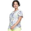 Cherokee Scrubs for Women Printed V-Neck Scrub Top with Modern Classic Fit with 2 Welt Pockets & Shirttail Hem – CK637(Spots Gone Wild)