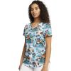 Cherokee Scrubs for Women Printed V-Neck Scrub Top with Modern Classic Fit with 2 Welt Pockets & Shirttail Hem – CK637(Wildlife Sanctuary)