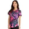 Cherokee Scrubs for Women V-Neck Printed Scrub Top Modern Classic Fit with 3 Pockets, Shaping Darts & Side Vents – CK664(Brilliant Botanicals)