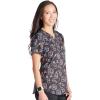 Cherokee Scrubs for Women V-Neck Printed Scrub Top Modern Classic Fit with 3 Pockets, Shaping Darts & Side Vents – CK664(Caring Essentials)