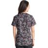 Cherokee Scrubs for Women V-Neck Printed Scrub Top Modern Classic Fit with 3 Pockets, Shaping Darts & Side Vents – CK664(Caring Essentials)