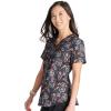 Cherokee Scrubs for Women V-Neck Printed Scrub Top Modern Classic Fit with 3 Pockets, Shaping Darts & Side Vents – CK664(Caring Essentials)