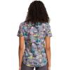 Cherokee Scrubs for Women V-Neck Printed Scrub Top Modern Classic Fit with 3 Pockets, Shaping Darts & Side Vents – CK664(Giraffic Jam)
