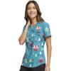 Cherokee Scrubs for Women V-Neck Printed Scrub Top Modern Classic Fit with 3 Pockets, Shaping Darts & Side Vents – CK664(Happy Holidogs)