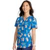 Cherokee Scrubs for Women V-Neck Printed Scrub Top Modern Classic Fit with 3 Pockets, Shaping Darts & Side Vents – CK664(Happy as a Quokka)
