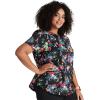 Cherokee Scrubs for Women V-Neck Printed Scrub Top Modern Classic Fit with 3 Pockets, Shaping Darts & Side Vents – CK664(Hopeful Bouquets)