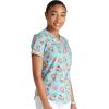 Cherokee Scrubs for Women V-Neck Printed Scrub Top Modern Classic Fit with 3 Pockets, Shaping Darts & Side Vents – CK664(Pool Paw-rty)