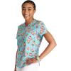 Cherokee Scrubs for Women V-Neck Printed Scrub Top Modern Classic Fit with 3 Pockets, Shaping Darts & Side Vents – CK664(Pool Paw-rty)