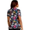 Cherokee Scrubs for Women V-Neck Printed Top Modern Classic Fit with 3 Pockets, Knit Details & Side Vents CK678(Artful Blooms)