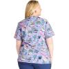 Cherokee Scrubs for Women V-Neck Printed Top Modern Classic Fit with 3 Pockets, Knit Details & Side Vents CK678(Blooming Bugs)