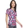 Cherokee Scrubs for Women V-Neck Printed Top Modern Classic Fit with 3 Pockets, Knit Details & Side Vents CK678(Dog is Love)