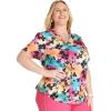 Cherokee Scrubs for Women V-Neck Printed Top Modern Classic Fit with 3 Pockets, Knit Details & Side Vents CK678(Garden Rainbow)