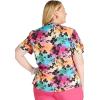 Cherokee Scrubs for Women V-Neck Printed Top Modern Classic Fit with 3 Pockets, Knit Details & Side Vents CK678(Garden Rainbow)