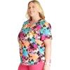Cherokee Scrubs for Women V-Neck Printed Top Modern Classic Fit with 3 Pockets, Knit Details & Side Vents CK678(Garden Rainbow)