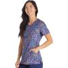 Cherokee Scrubs for Women V-Neck Printed Top Modern Classic Fit with 3 Pockets, Knit Details & Side Vents CK678(One in a Medallion)