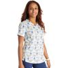 Cherokee Scrubs for Women V-Neck Printed Top Modern Classic Fit with 3 Pockets, Knit Details & Side Vents CK678(Owl Together Now)