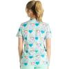 Cherokee Scrubs for Women V-Neck Printed Top Modern Classic Fit with 3 Pockets, Knit Details & Side Vents CK678(Retro Romance)