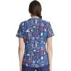 Cherokee Scrubs for Women V-Neck Printed Top Modern Classic Fit with 3 Pockets, Knit Details & Side Vents CK678(Scrub Life)