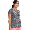 Cherokee Scrubs for Women V-Neck Printed Top Modern Classic Fit with 3 Pockets, Knit Details & Side Vents CK678(What the Speck?)