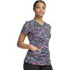 Cherokee Scrubs for Women V-Neck Printed Top Modern Classic Fit with 3 Pockets, Knit Details & Side Vents CK678(Work of Heart)