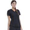 Cherokee Scrubs for Women V-Neck Top – Tuckable Contemporary Fit Top, Stretch Knit, Moisture-Wicking, Shirttail Hem – CK819(Black)