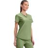 Cherokee Scrubs for Women V-Neck Top – Tuckable Contemporary Fit Top, Stretch Knit, Moisture-Wicking, Shirttail Hem – CK819(Bright Sage)
