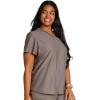 Cherokee Scrubs for Women V-Neck Top – Tuckable Contemporary Fit Top, Stretch Knit, Moisture-Wicking, Shirttail Hem – CK819(Iron)