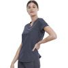 Cherokee Scrubs for Women V-Neck Top – Tuckable Contemporary Fit Top, Stretch Knit, Moisture-Wicking, Shirttail Hem – CK819(Pewter)